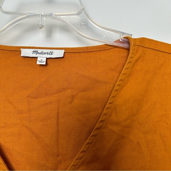 Madewell Embroidered-Sleeve Mustard Popover Dress - Picture 2 of 9